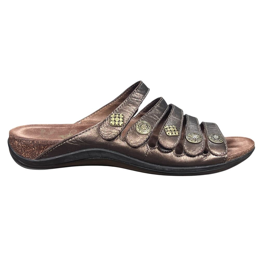 Dansko Janie Metallic Bronze Leather Slide Sandals Size 41 US 10.5-11